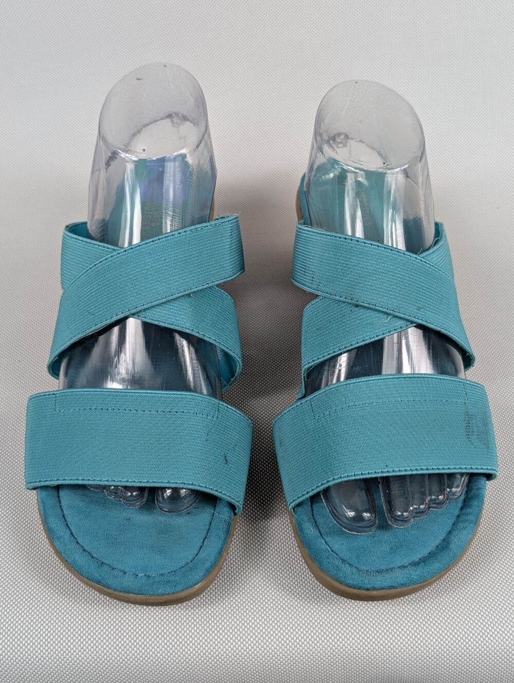 Mootsies Tootsies Nano Sandles Turquoise Elastic Straps Size 10 Medium